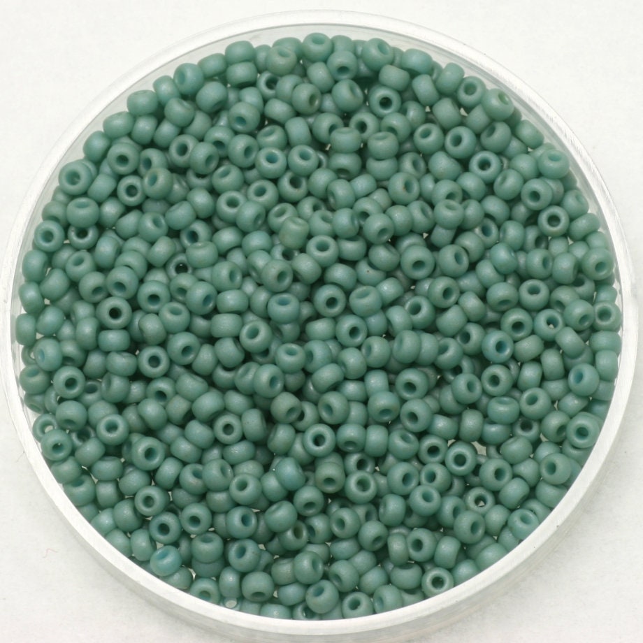 Miyuki seed beads 11/0, opaque matte luster sea foam 2028, 10g japanese beads, matte green beads, size 2mm, teal beads, Miyuki matte green