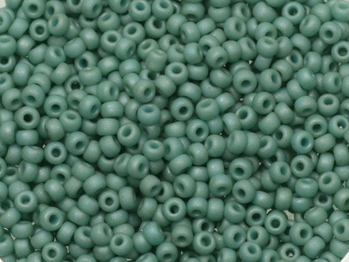 Miyuki seed beads 11/0, opaque matte luster sea foam 2028, 10g japanese beads, matte green beads, size 2mm, teal beads, Miyuki matte green