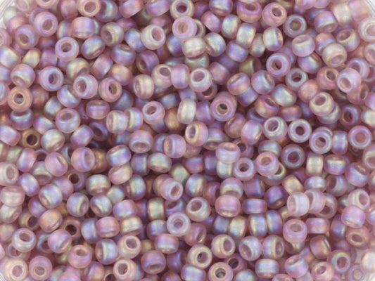 10g Miyuki seed beads 11/0, transparent matte smoky amethyst 142FR, japanese beads, round rocailles, frosted purple, size 11 2mm, Purple AB