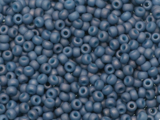 Miyuki seed beads 11/0, opaque matte luster light denim 2038 10g, japanese beads, blue beads, size 2mm, Miyuki 2038, blue round rocailles