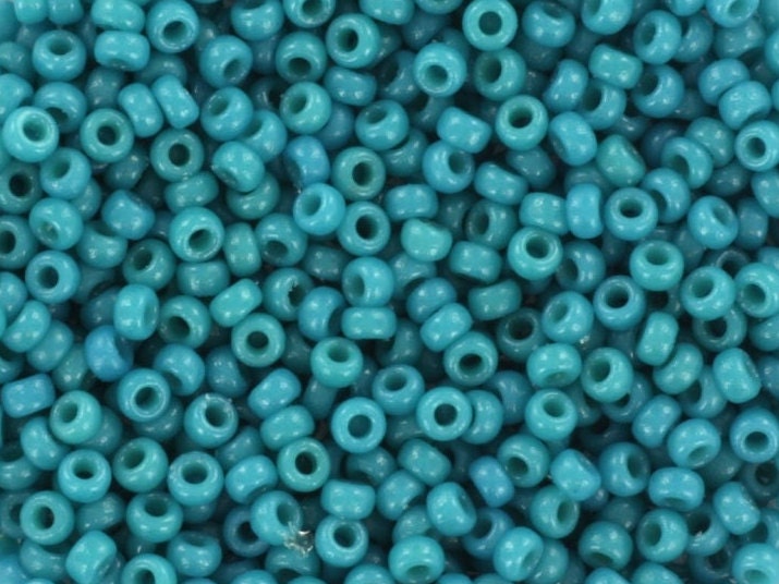 Miyuki seed beads 11/0, duracoat opaque azure 4483, japanese beads, turquoise blue rocailles, size 11 2mm, Miyuki blue beads