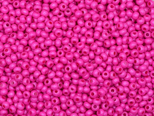 Preciosa Ornela 10/0 pink intensive dyed chalkwhite 16A26 20g, hot pink seed beads, bohemian beads, Czech seed beads