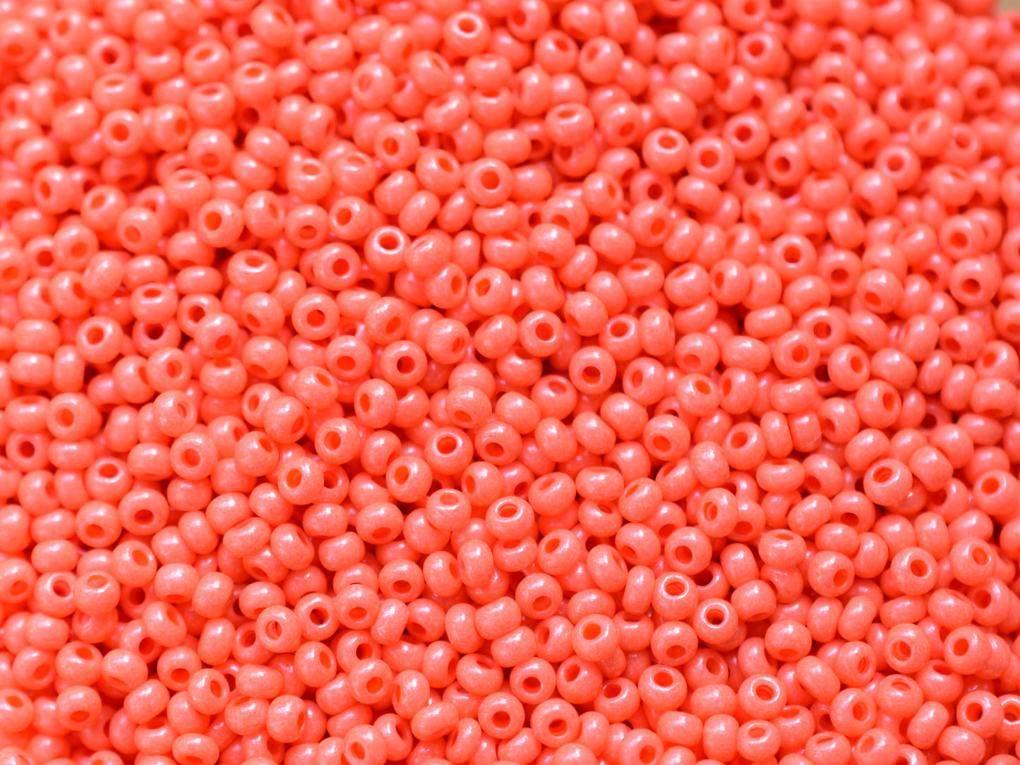 Preciosa Ornela 10/0 orange intensive dyed chalkwhite 16A91 20g, orange pink salmon seed beads, bohemian beads, Czech seed beads