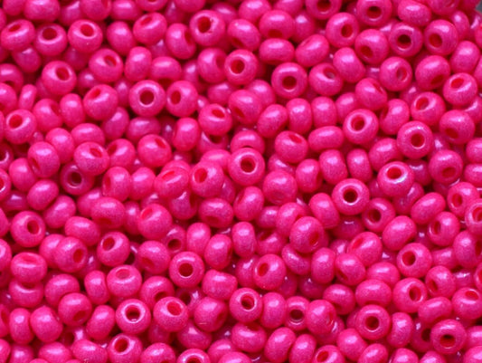 Preciosa Ornela 8/0 pink intensive dyed chalkwhite 16A77 20g, hot pink seed beads, bohemian beads, Czech seed beads, glossy pink beads