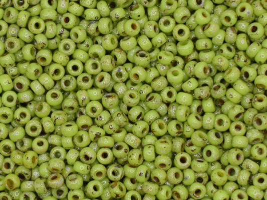 Miyuki seed beads 11/0, opaque picasso chartreuse 4515 10g, Miyuki picasso green, japanese beads, 2mm small beads, marbled green seed beads