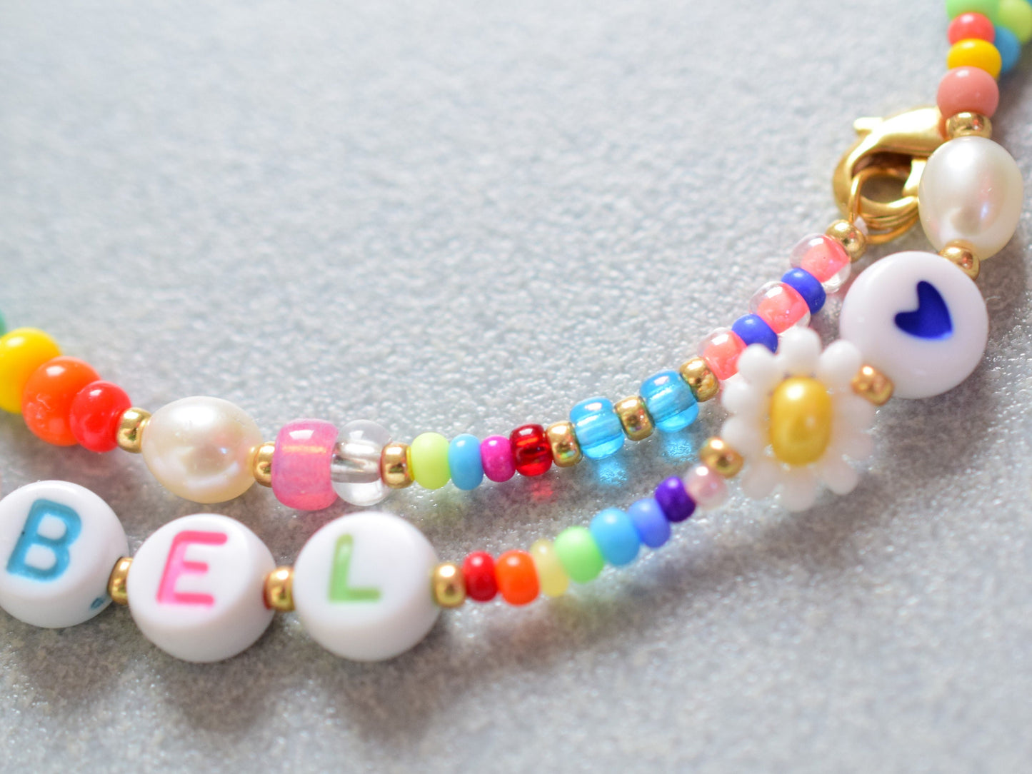 Necklace with name bead, Freshwater pearl necklace beads, Colorful pearl necklace, personalised gift for girls, Birthday gift for sister