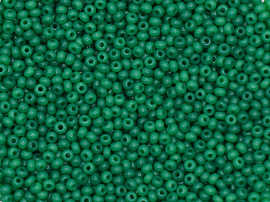 Preciosa Ornela 9/0 alabaster green 52240, 20g dark green seed beads, bohemian beads, glossy green beads, luster green beads