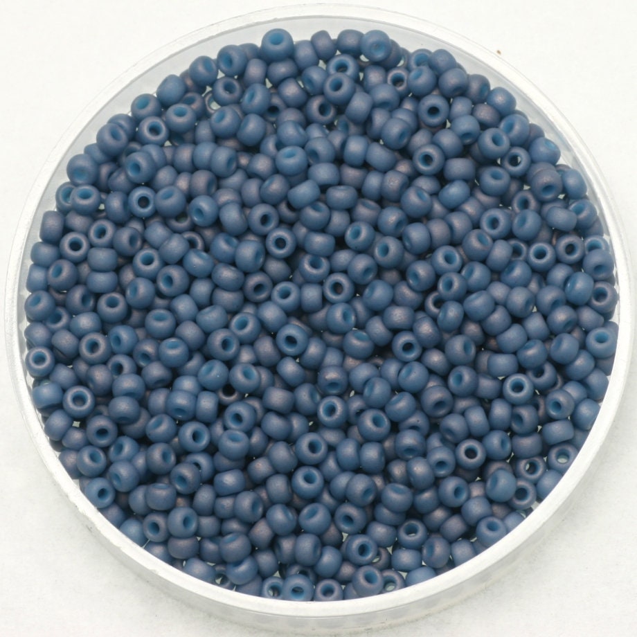 Miyuki seed beads 11/0, opaque matte luster light denim 2038 10g, japanese beads, blue beads, size 2mm, Miyuki 2038, blue round rocailles