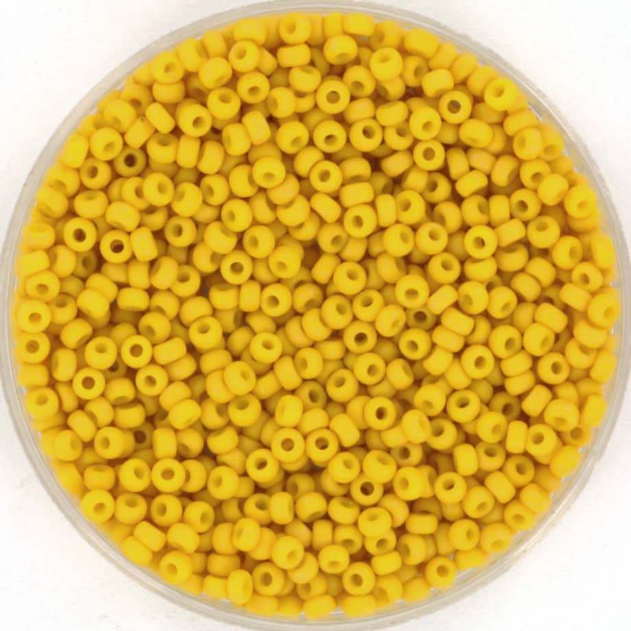 Miyuki seed beads 11/0, opaque matte canary 2311 10g, japanese beads, mustard yellow beads, size 2mm, matte yellow round rocailles