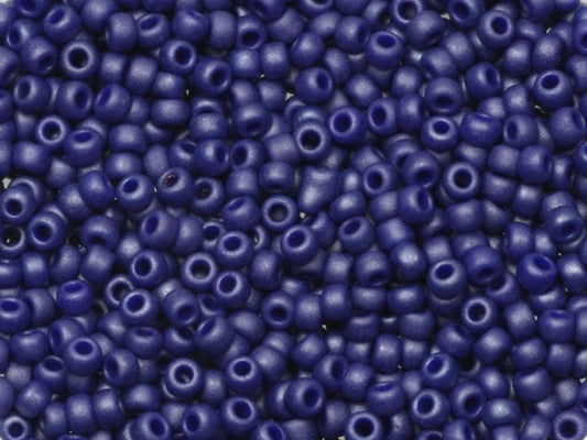 Miyuki seed beads 11/0, opaque matte luster cobalt 2075 10g, japanese beads, dark blue beads, size 11/0 2mm, blue round rocailles