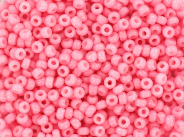 10g Miyuki seed beads 11/0, duracoat opaque light carnation 4466, japanese beads, color pink rocailles, size 11 2mm, soft pink seed beads