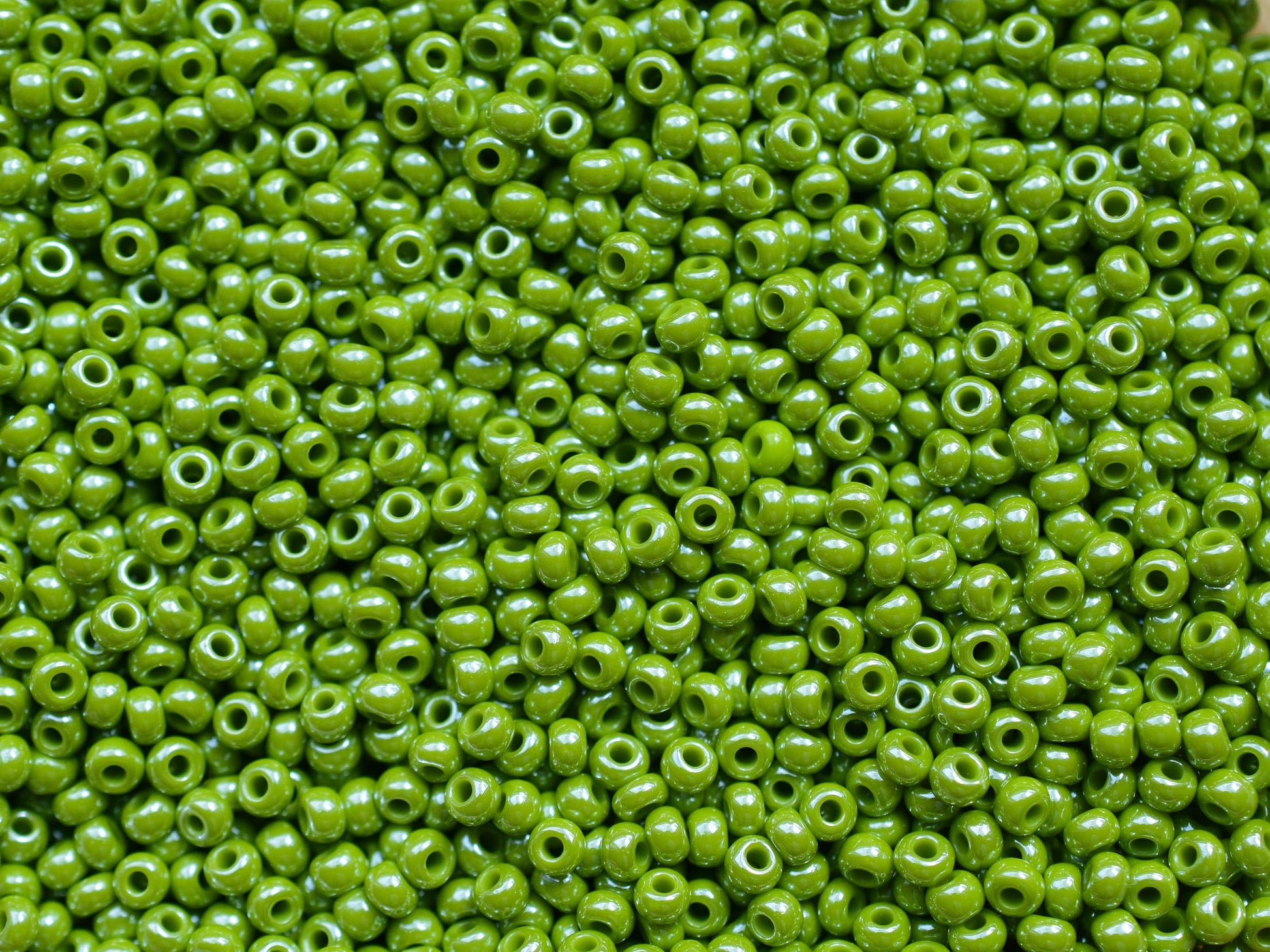 Preciosa Ornela 10/0 opaque green sfinx 58430 20g, olive green seed beads, bohemian beads, Czech seed beads, glossy green beads