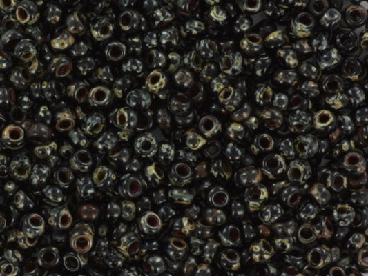 Miyuki seed beads 11/0, opaque picasso black 4511 10g, japanese beads, 2mm small beads, marbled black seed beads, DIY jewelry supplies