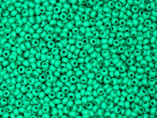 Preciosa Ornela 10/0 dark green intensive dyed chalkwhite 16A58 20g, green seed beads, bohemian beads, Czech seed beads, glossy green beads