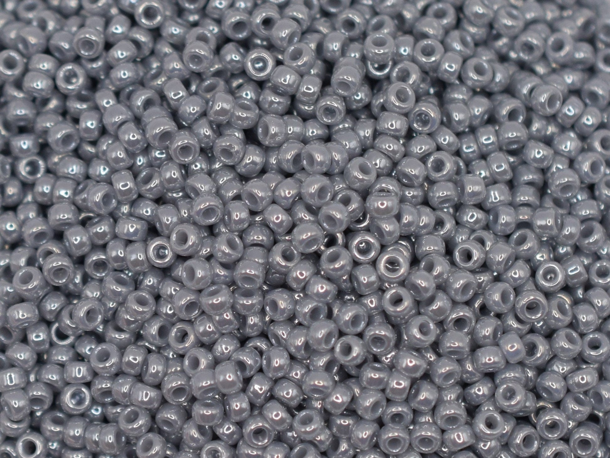 Miyuki seed beads 11/0, Opaque grey luster 443, 10g japanese beads, luster grey beads, size 2mm, Miyuki grey, Round Rocailles