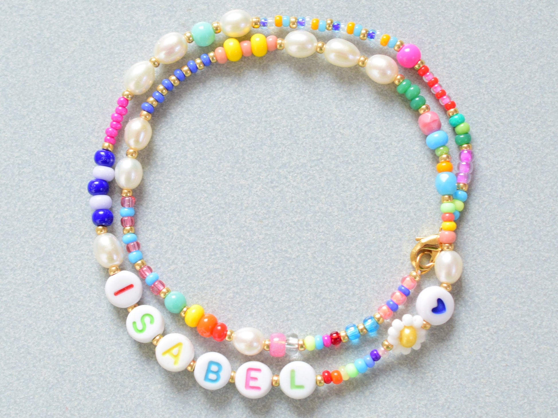 Necklace with name bead, Freshwater pearl necklace beads, Colorful pearl necklace, personalised gift for girls, Birthday gift for sister