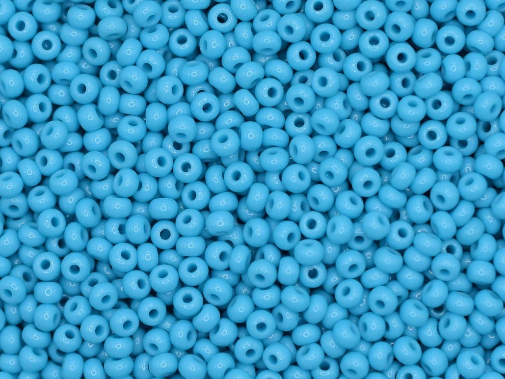 Preciosa Ornela 9/0 opaque turquoise 63030, 20g turquoise blue seed beads, bohemian beads, light blue beads