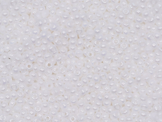 Preciosa Ornela 9/0 chalkwhite, sfinx 46102 20g, white luster seed beads, bohemian beads, glossy white beads, Preciosa beads shiny white