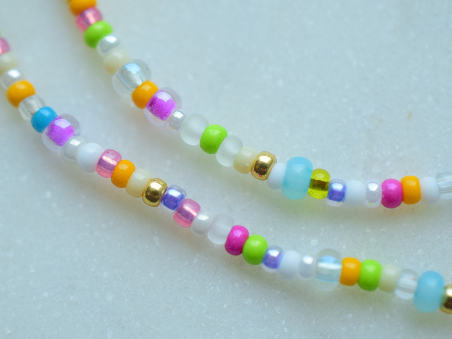 Colorful beaded necklace, thin necklace, simple necklace mixed beads, birthday gift for best friend, gift for wormen, layering necklace