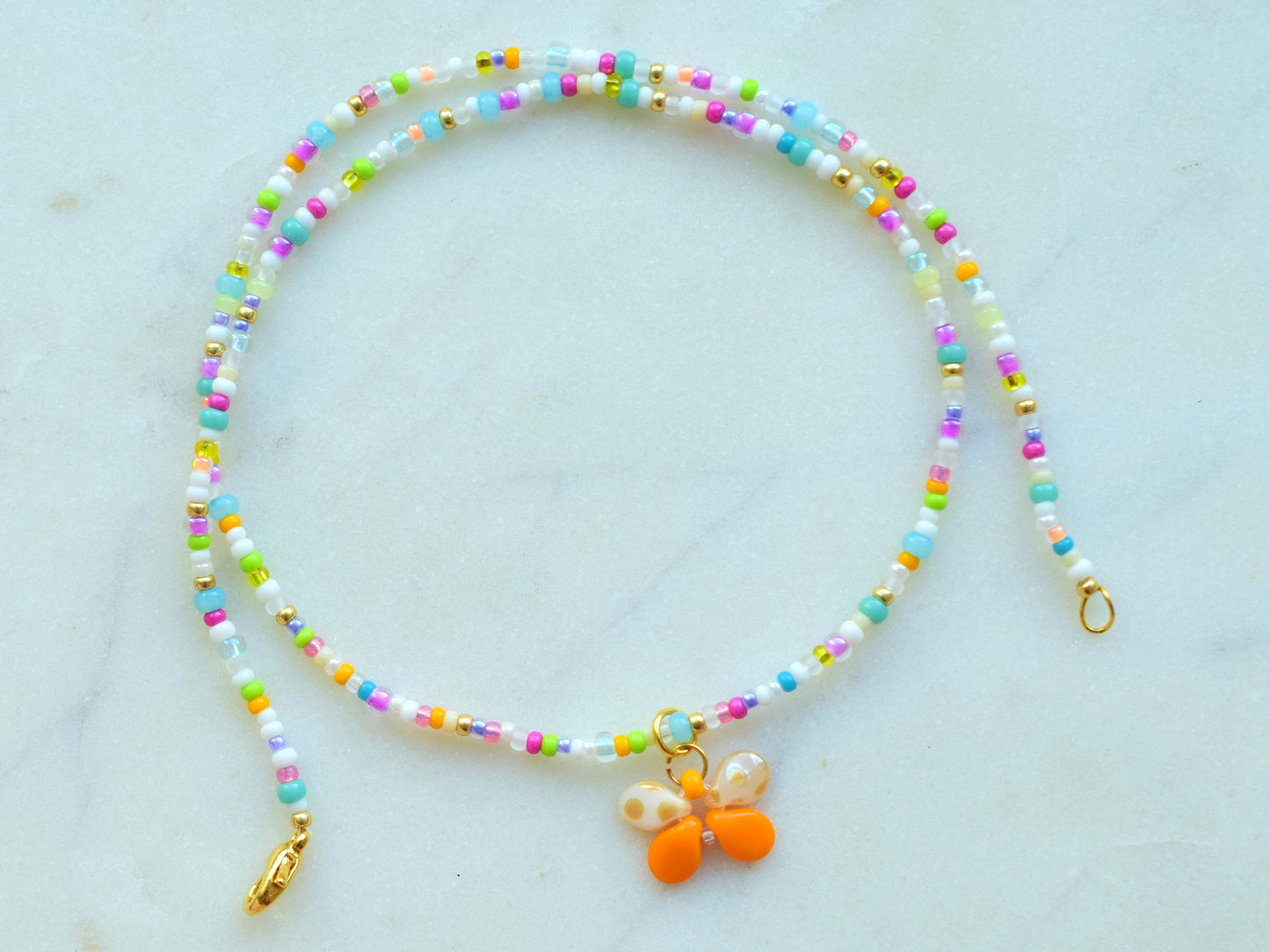 Butterfly necklace dainty, pendant necklace for girls, colorful beaded necklace y2k charm necklace, Valentines gift for her necklace