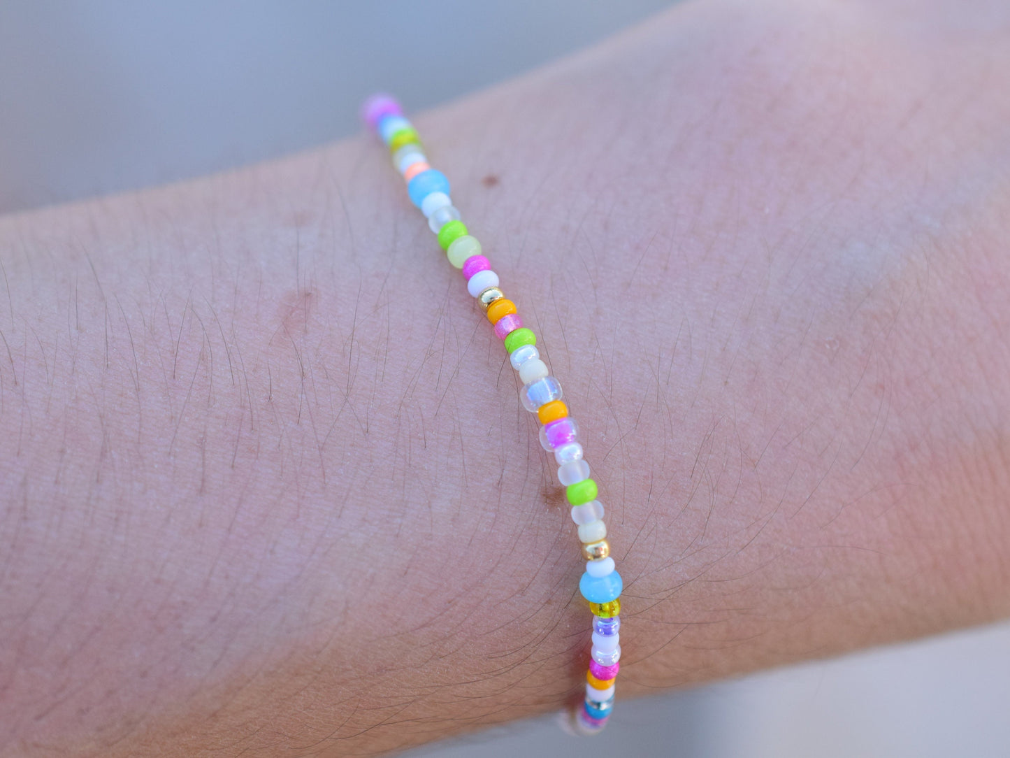 Colorful beaded bracelet, thin bracelet, simple bracelet mixed beads, birthday gift for best friend, friendship bracelet, gift for sister