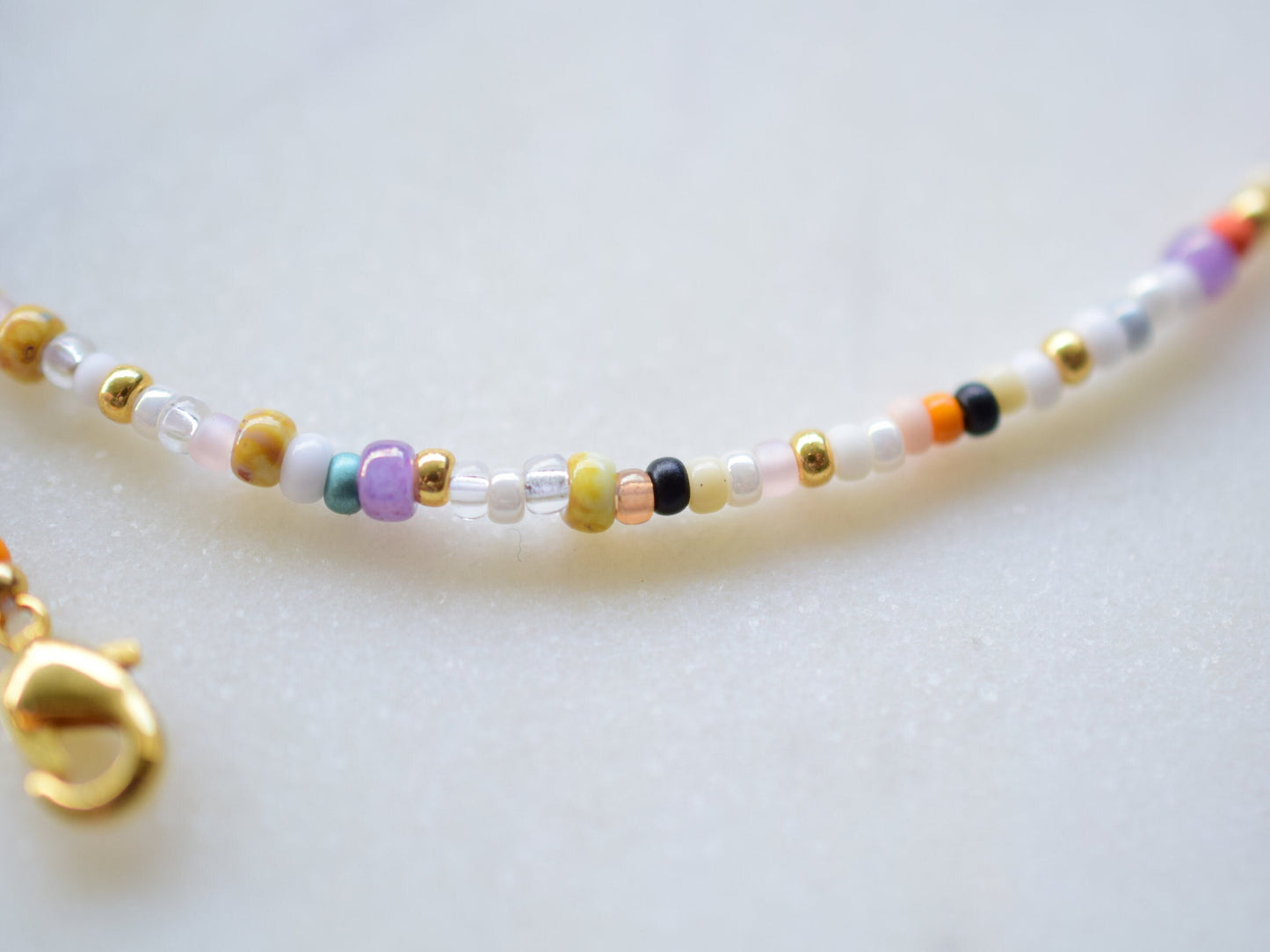 Beaded necklace handmade, seed bead necklace small, simple necklace mixed beads, dainty necklace beads, birthday gift for her best friend