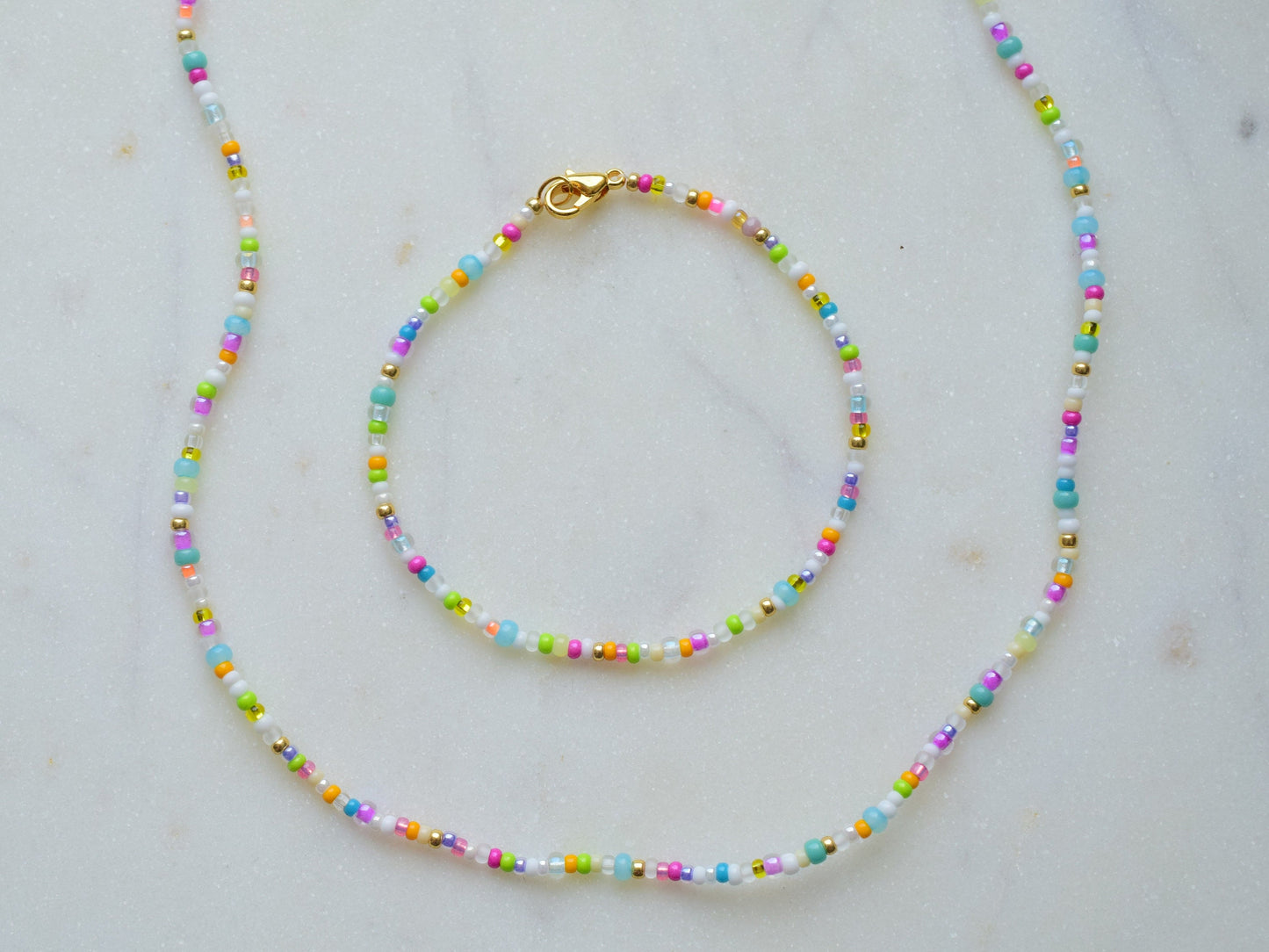 Colorful beaded necklace, thin necklace, simple necklace mixed beads, birthday gift for best friend, gift for wormen, layering necklace