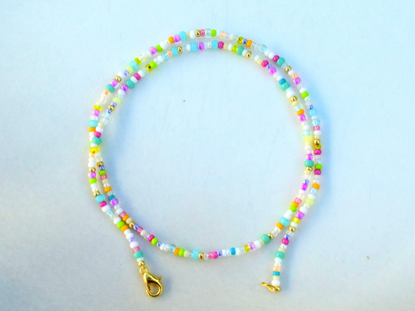 Colorful beaded necklace, thin necklace, simple necklace mixed beads, birthday gift for best friend, gift for wormen, layering necklace