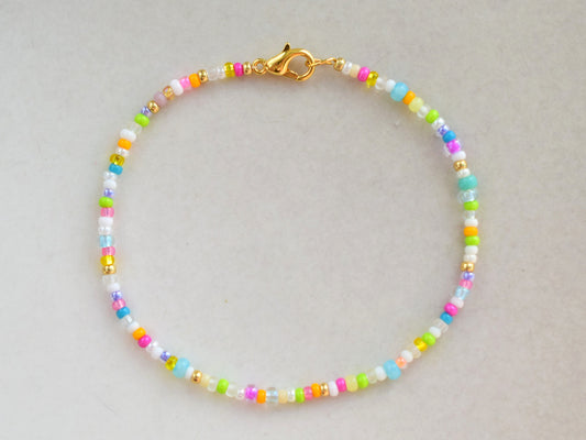 Colorful beaded bracelet, thin bracelet, simple bracelet mixed beads, birthday gift for best friend, friendship bracelet, gift for sister