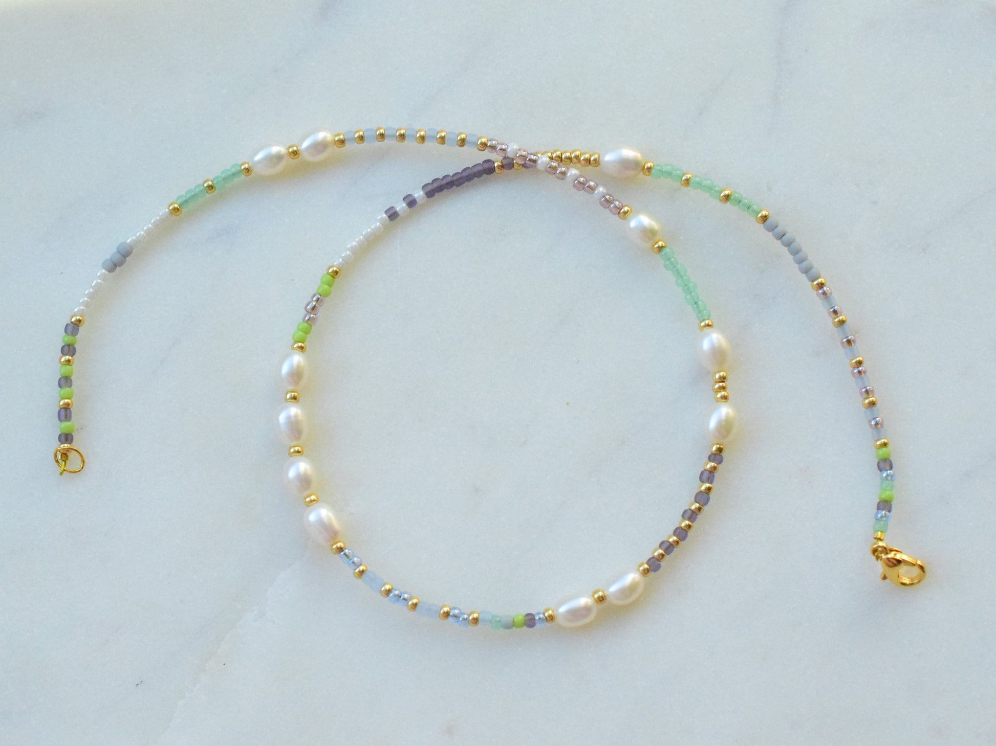 Colorful beaded necklace, freshwater pearl necklace choker, thin beaded necklace, birthday gift best friend, Valentines gift for her