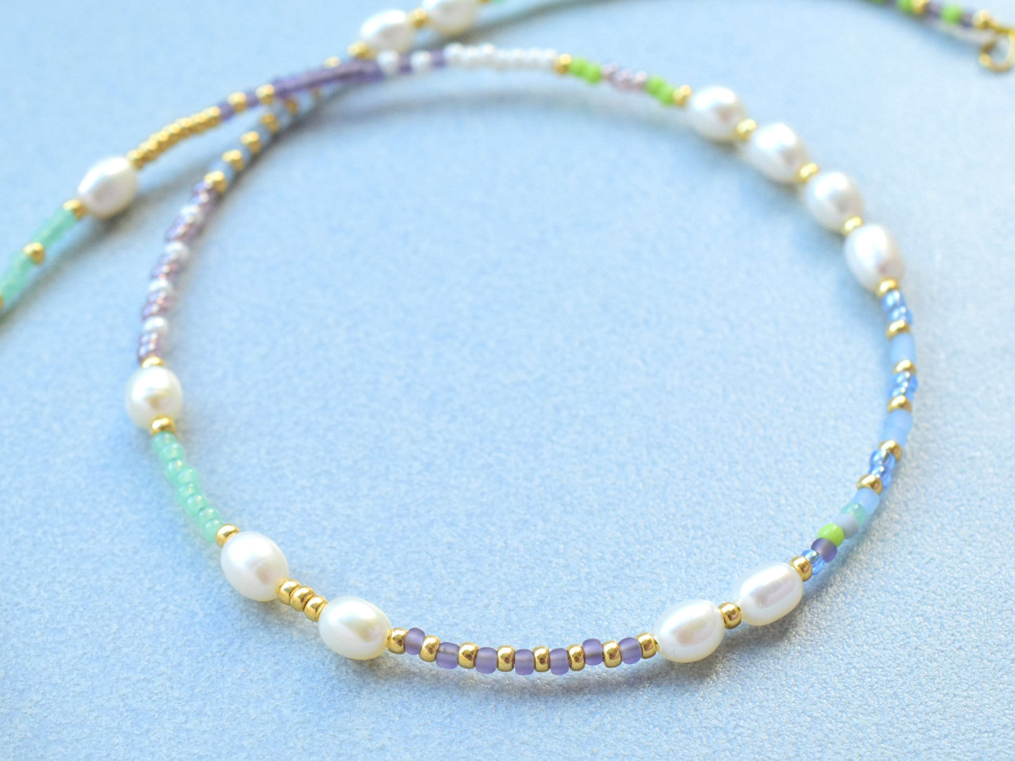 Colorful beaded necklace, freshwater pearl necklace choker, thin beaded necklace, birthday gift best friend, Valentines gift for her