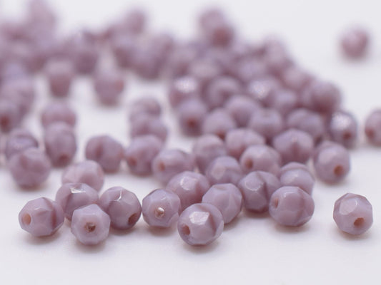 50 pieces Fire Polished beads 4mm, Opaque Lavender Coral, Color 24010, Czech glass beads, Bohemian beads, Round glass beads, violet beads