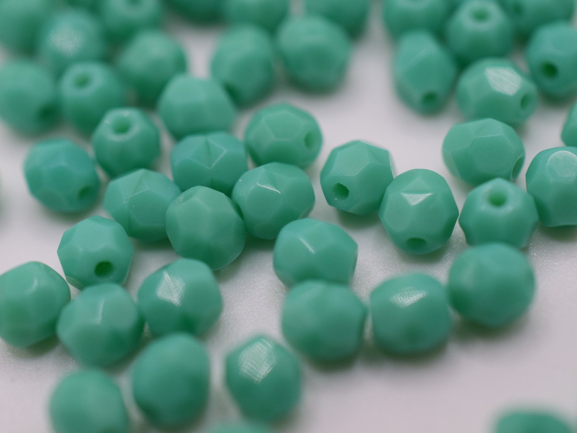 50 pieces Fire Polished beads 4mm, Opaque Green Turquoise, Color 53130, Czech glass beads, Bohemian beads, aqua green beads, teal bads