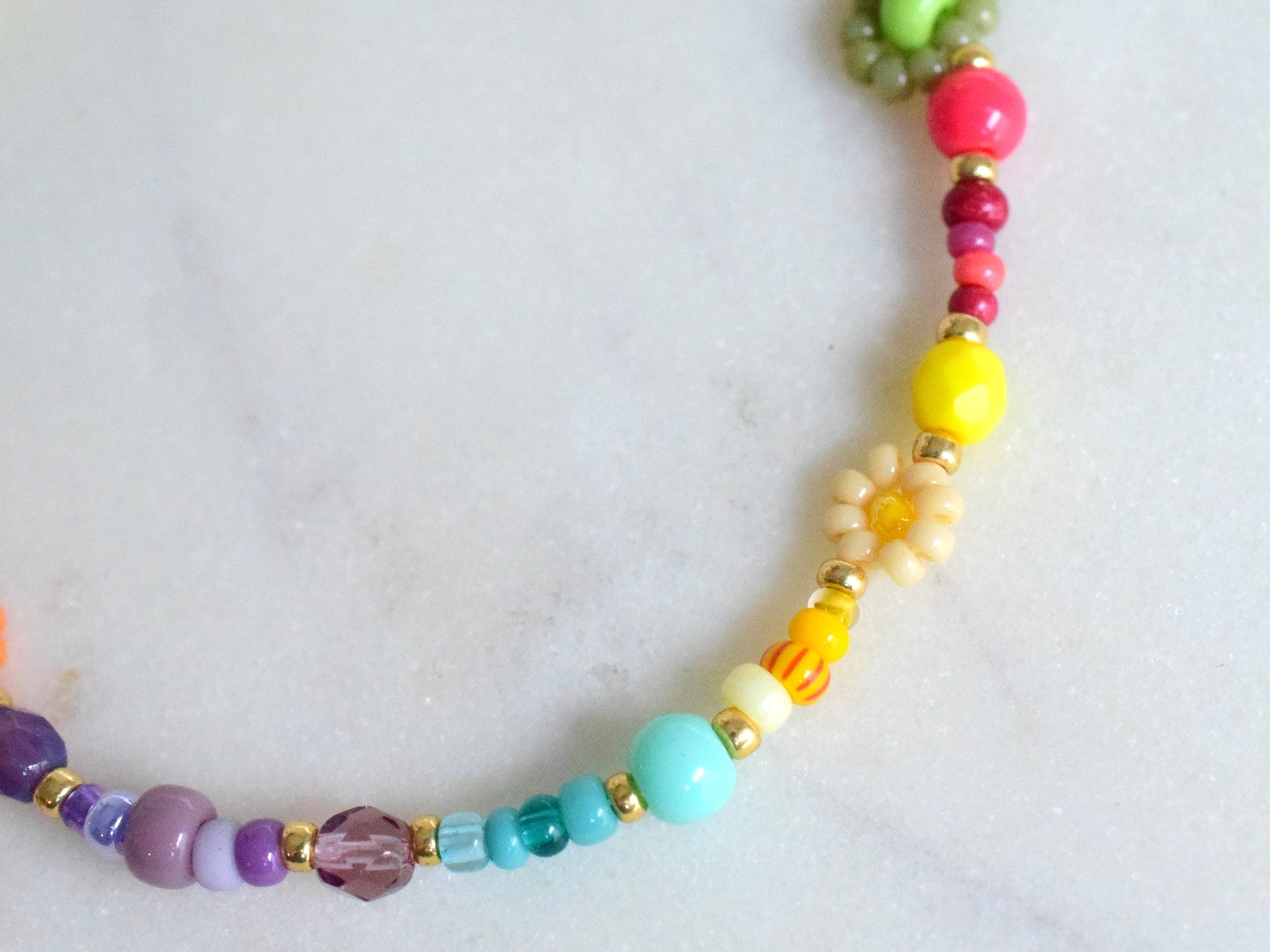 Rainbow bracelet beaded, colorful bracelet, flower bracelet, friendship bracelet, birthday gift for girlfriend, Valentine bracelet gift