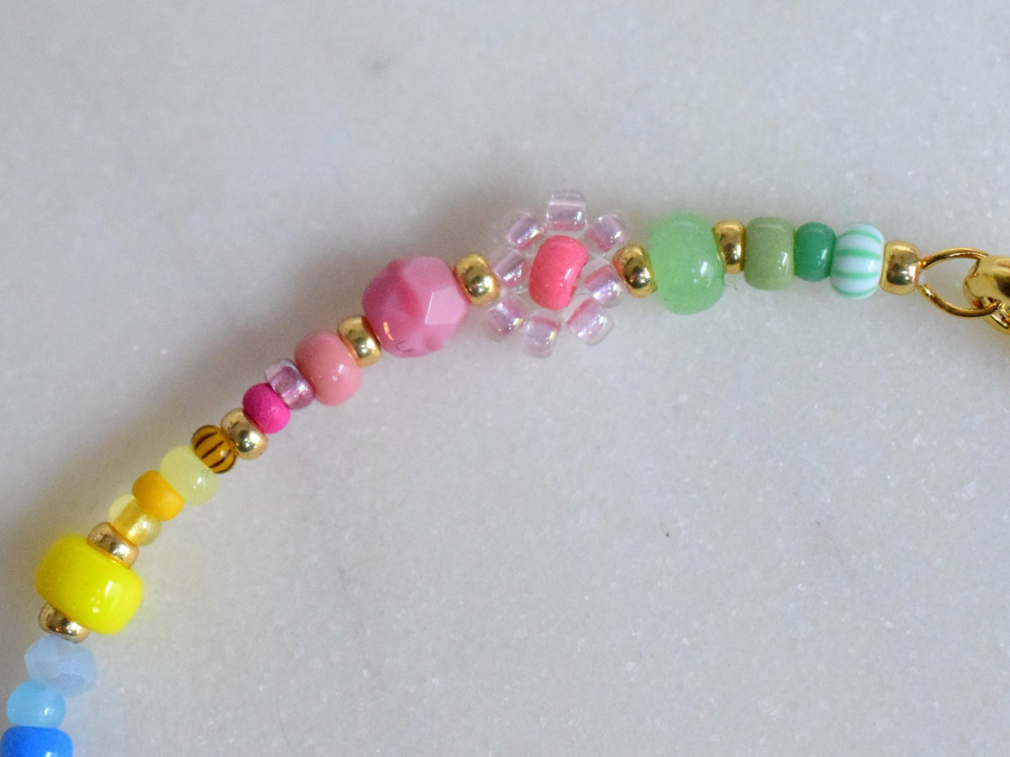 Rainbow bracelet beaded, colorful bracelet, flower bracelet, friendship bracelet, birthday gift for girlfriend, Valentine bracelet gift