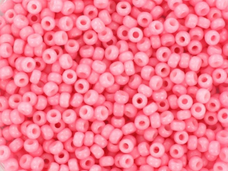 10g Miyuki seed beads 11/0, duracoat opaque light carnation 4466, japanese beads, color pink rocailles, size 11 2mm, soft pink seed beads