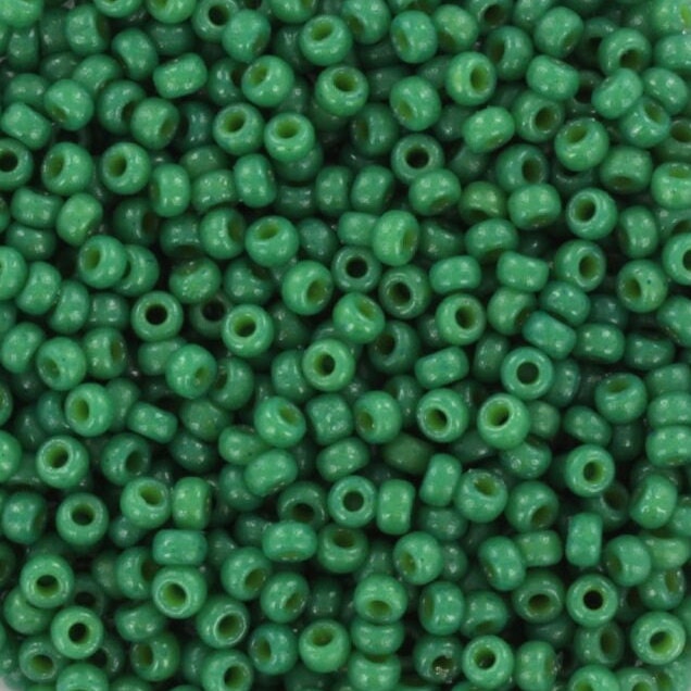 10g Miyuki seed beads 11/0, duracoat opaque spruce 4477, japanese beads, color green beads, size 2mm, dark green beads, Miyuki opaque green