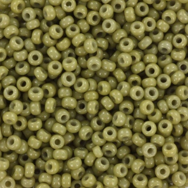 Miyuki seed beads 11/0, duracoat opaque cactus green 4474 10g, japanese beads, 2mm green beads, green glass beads