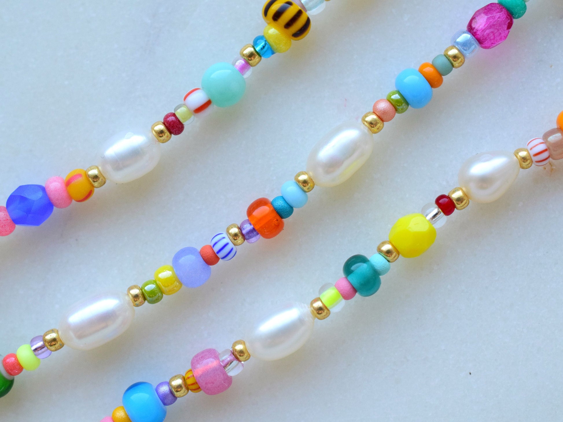 Colorful beaded necklace, freshwater pearl necklace, birthday gift for daughter, Valentines gift for her necklace, colorful summer jewellery