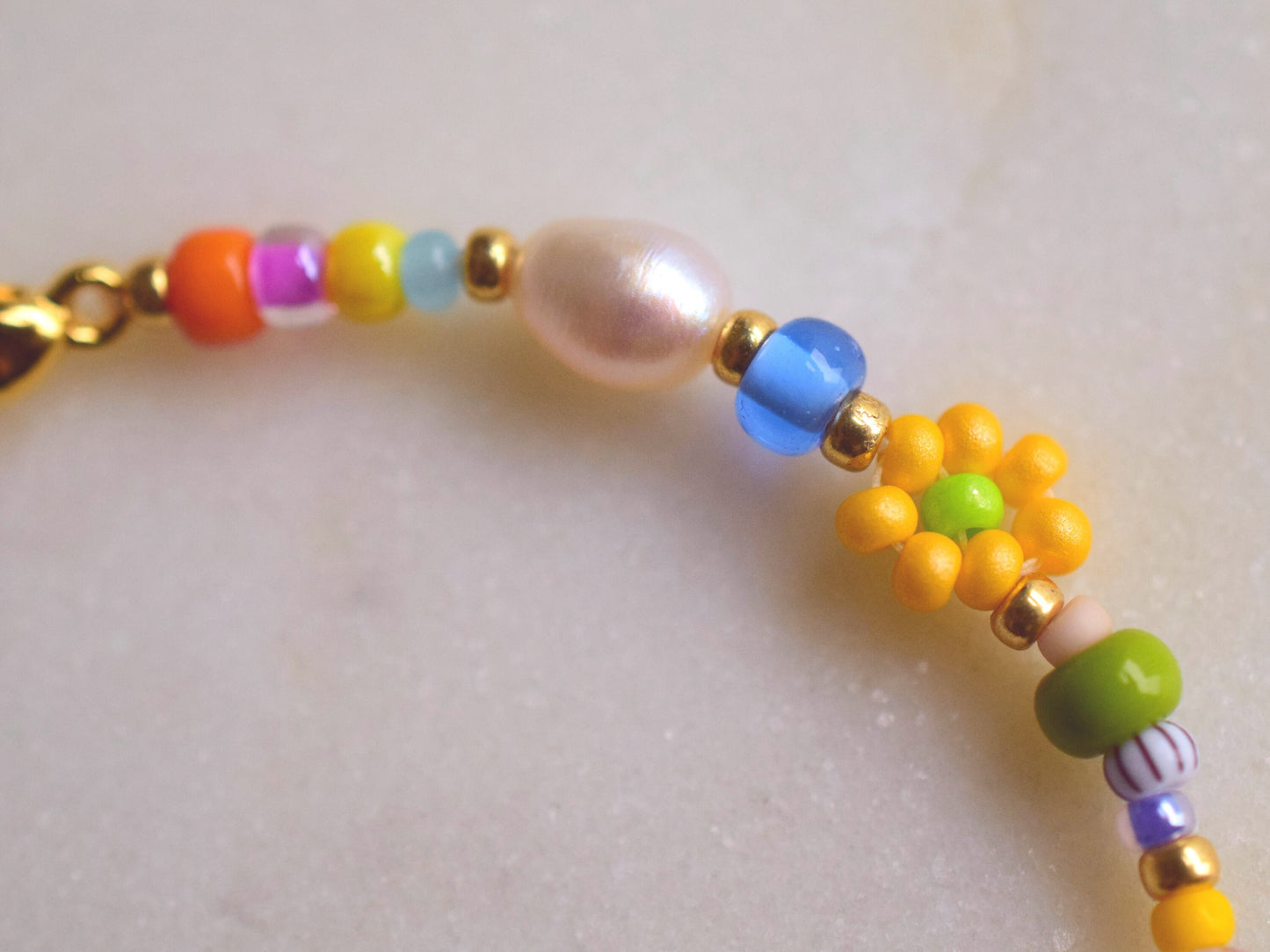 Colorful bead and pearl bracelet, flower bracelet mixed bead, freshwater pearl bracelet for women, Valentine bracelet gift