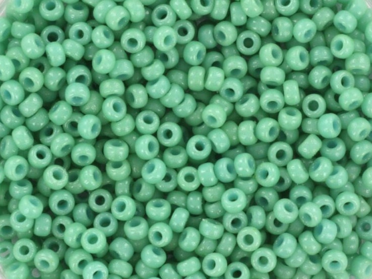 10g Miyuki seed beads 11/0, duracoat opaque sea opal 4475, japanese beads, color green beads, bright colors rocailles, Miyuki green beads