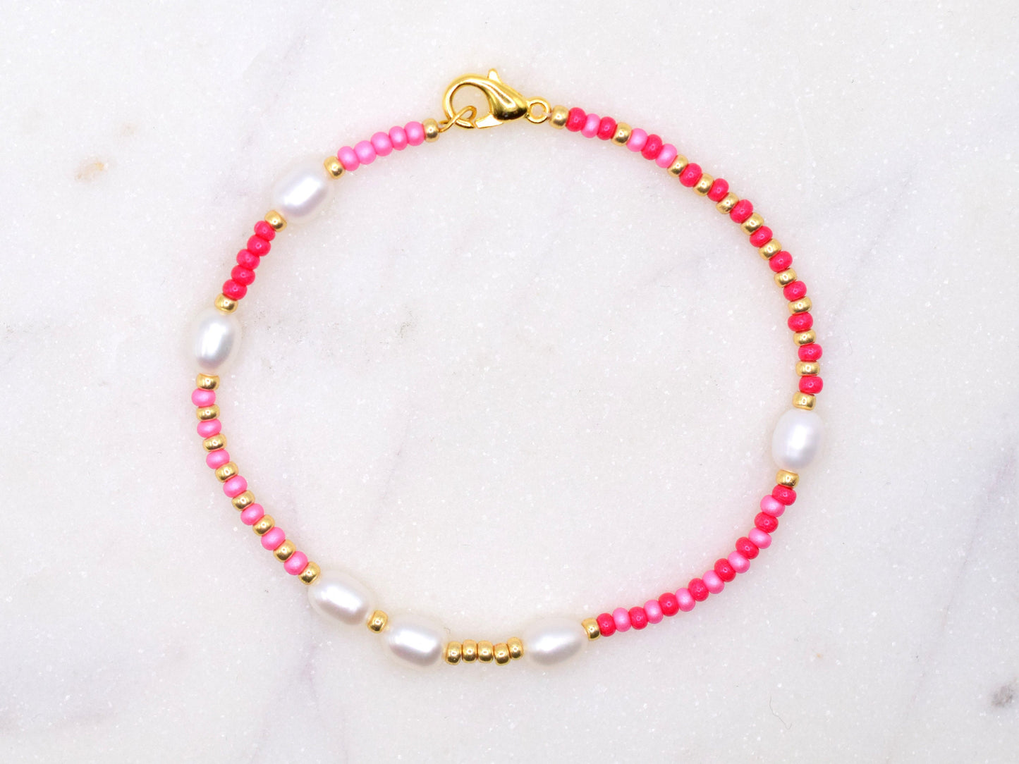 Pink and red beaded bracelet, bead and pearl bracelet, Valentine bracelet gift, small gifts for girlfriend, friendship bracelet