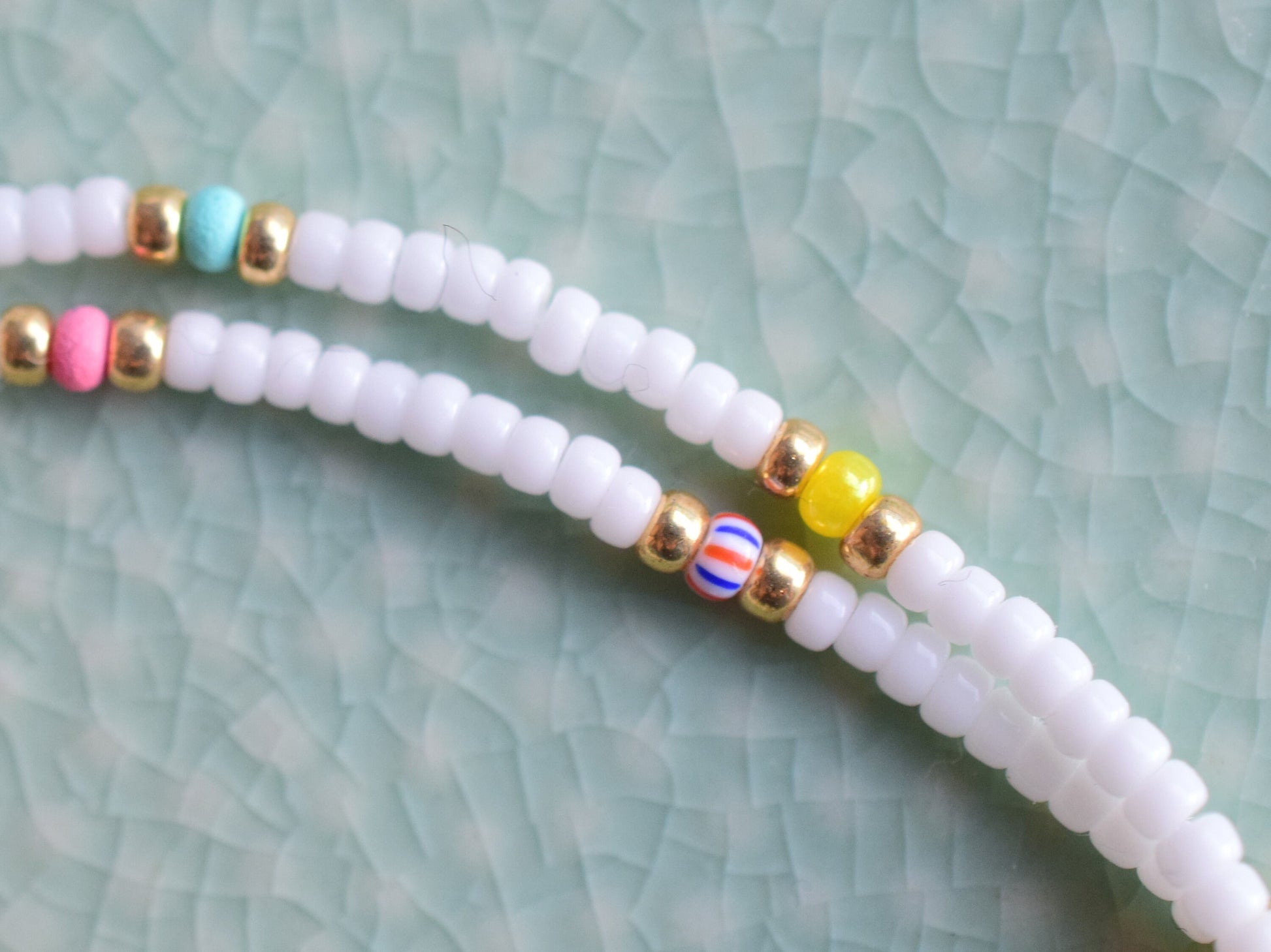 Colorful beaded necklace thin, white beaded necklace, small gifts for women birthday, cute gifts for daughter, dainty beaded necklace