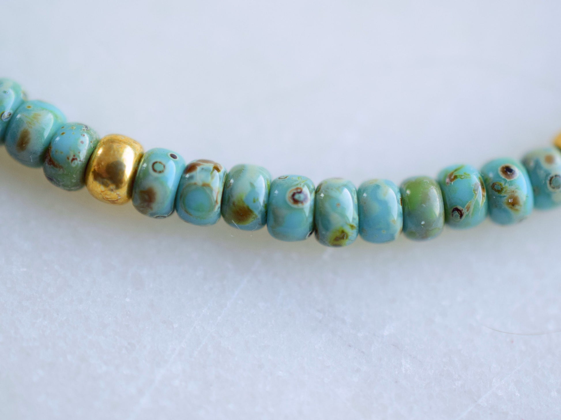 Turquoise and gold beaded bracelet, stacking bracelets, Valentine bracelet gift, gift for friends woman birthday, small gift ideas