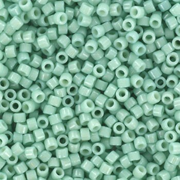 Miyuki Delica beads duracoat opaque dyed mint aqua, 5g 11/0 DB2356, cylindrical beads, 1.6mm beads, teal Miyuki Delicas, color DB 2356