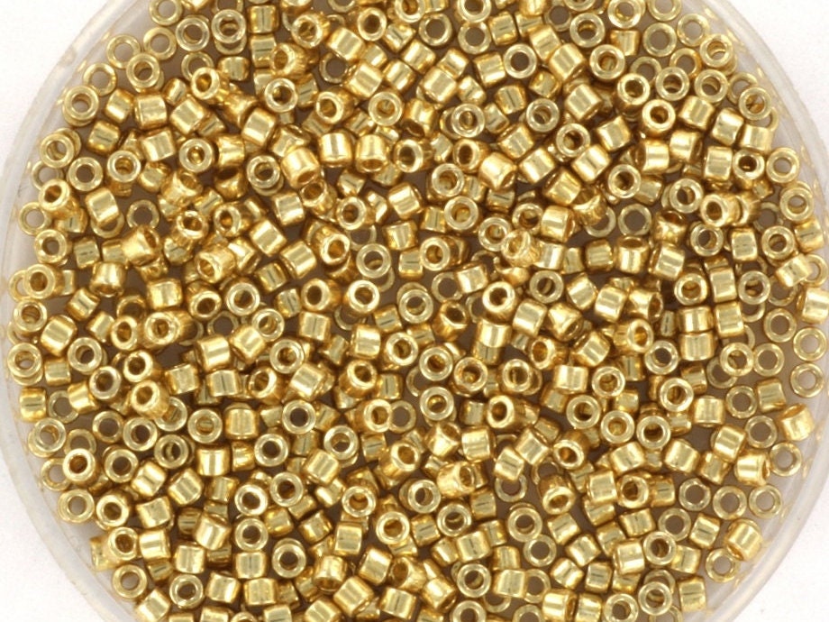 Miyuki Delica beads duracoat galvanized pale gold, 5g 11/0 DB 2501, beads for jewelry making, beads from japan, cylindrical beads