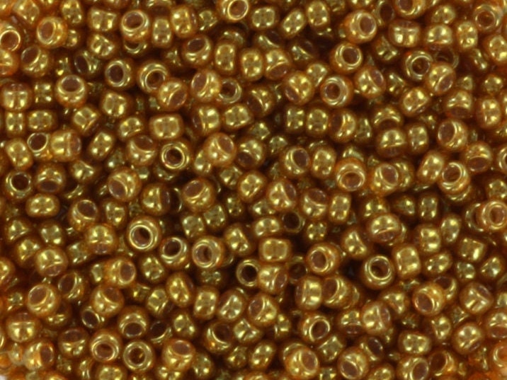 Miyuki seed beads 11/0, ceylon translucent spice 2372 10g, japanese beads, brown beads, size 2mm, gold round rocailles caramel