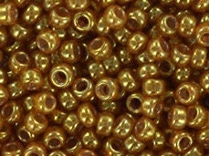 Miyuki seed beads 11/0, ceylon translucent spice 2372 10g, japanese beads, brown beads, size 2mm, gold round rocailles caramel