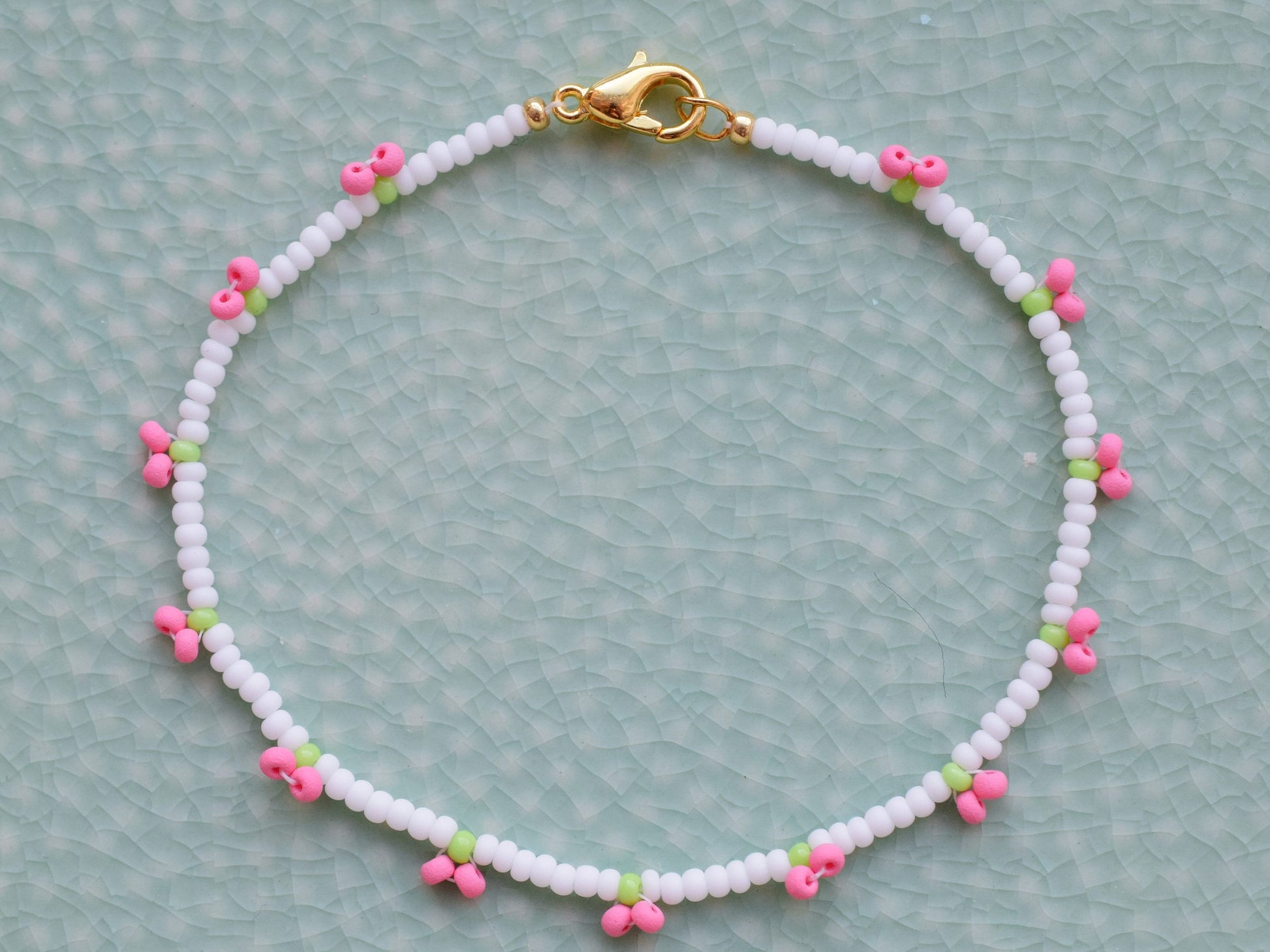 Cherry bead bracelet, friendship bracelet, seed bead bracelet dainty, small gifts for girlfriend, birthday gift for friend female, anklet