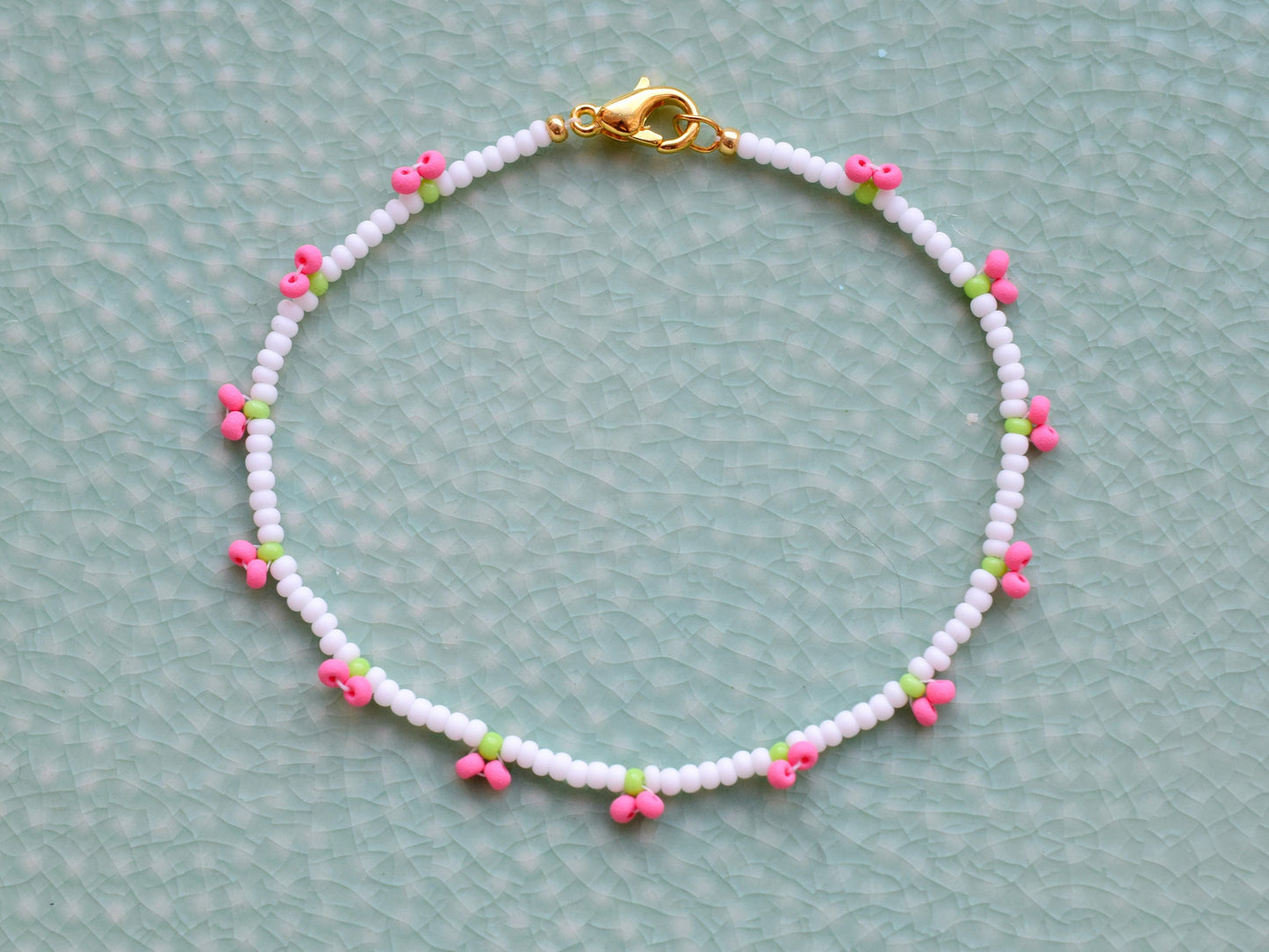 Cherry bead bracelet, friendship bracelet, seed bead bracelet dainty, small gifts for girlfriend, birthday gift for friend female, anklet